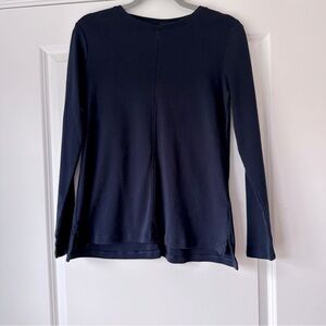J.Jill Pima Pima Cotton long sleeved t-shirt, navy blue, Small